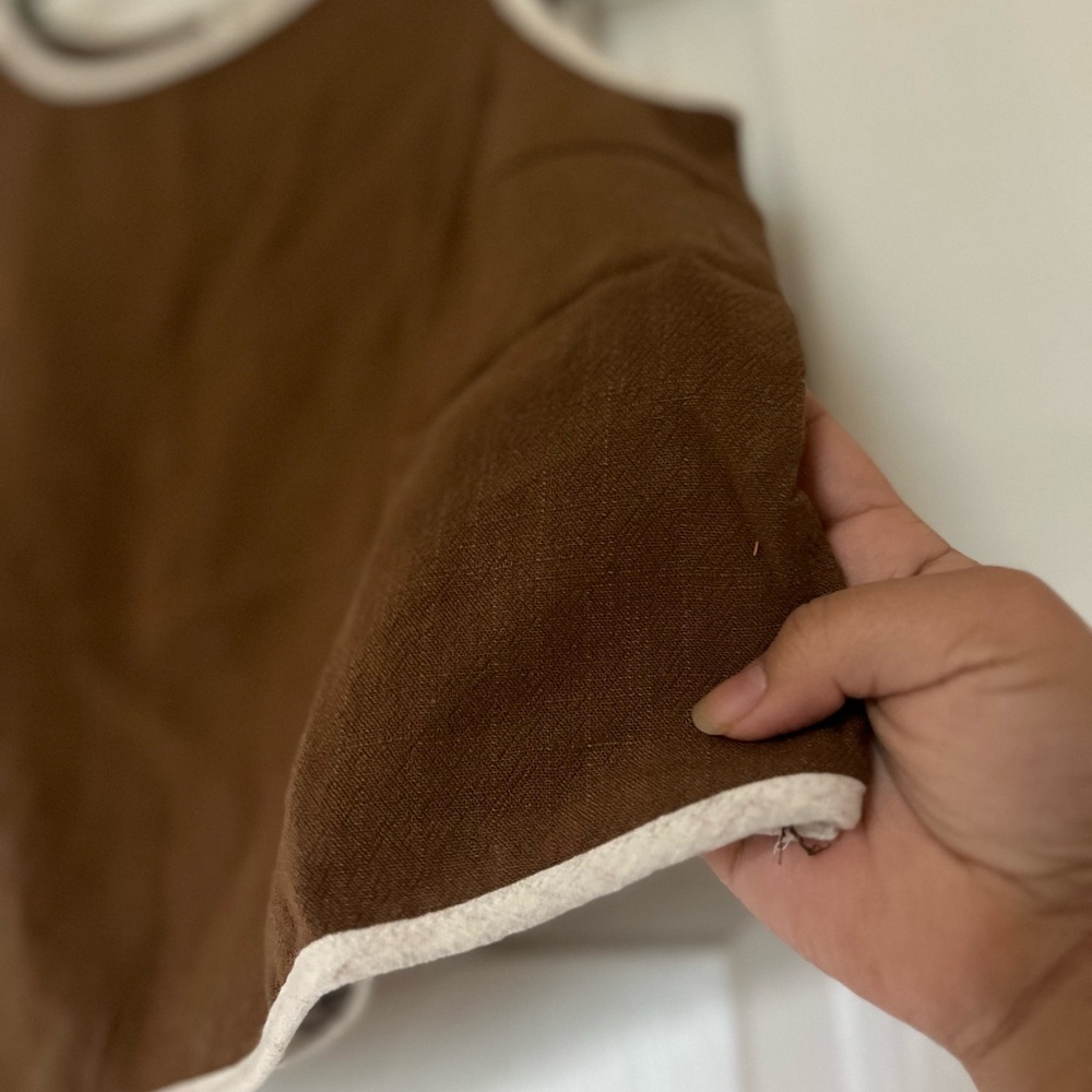 Brown Tank Top with White Trim